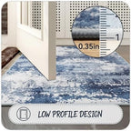 2x5 Blue Rug Runners for Hallways Kitchen Non Slip Washable Entryway Runner Rugs with Rubber Backing 5ft Long Carpet Runner for Laundry Room Bedroom, Low Pile Stain & Fade Resistant, Abstract Navy - Image 5