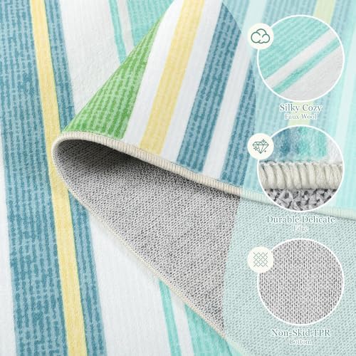 Area Rug 4x6 Green Rug Washable Rugs Non Slip Low Pile Small Carpet for Entryway, Bedroom, Kitchen, Classroom, Kids Room, Office, Dorm, Dining Room - Image 7
