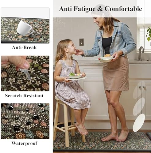 Collive Kitchen Mats for Floor, Kitchen Rugs Sets of 2 Non Slip Washable - Image 6