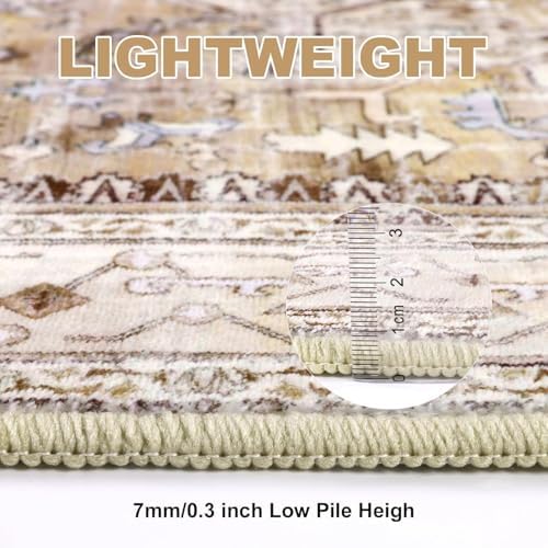 Yamaziot Washable Runner Rug, 3x6 Non-Slip Boho Vintage Hallway Kitchen Rug - Image 4