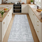 2x6 Hallway Washable Runner Rug: Neutral Kitchen Carpet Gray by Luxturiy