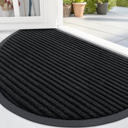OLANLY Half Circle Front Door Mat 29.5x17, Waterproof Heavy-Duty Doormat by OLANLY