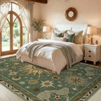 Vacuum-Friendly, 9x12 Washable Area Rug, Green Brown - Image 4