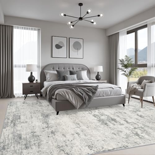 10x12 Area Rug Living Room: Modern Washable Indoor Soft Carpet Gray - Image 3
