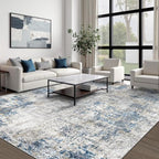 pmtsns Area Rugs 9x12 for Living Room: Washable Rug Modern Abstract Neutral Soft Non-Slip Low-Pile Indoor Large Carpet for Bedroom Dining Room Playroom Home Office (GreyBlueBrown, 9'x12') - Image 2