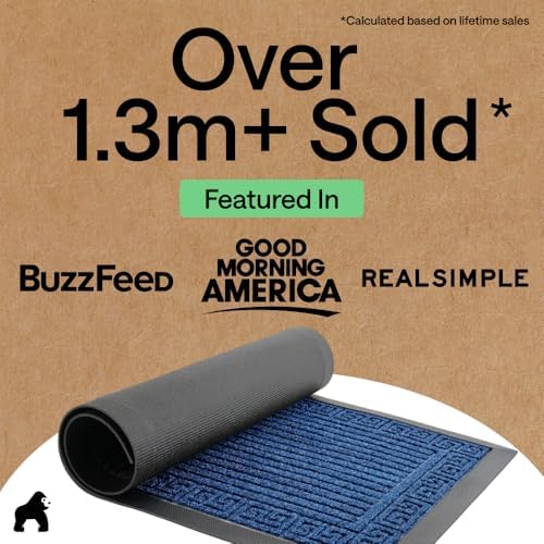 GORILLA GRIP WeatherMAX Door Mat, Indoor Outdoor, 29x17, Navy Greek Keys - Image 4