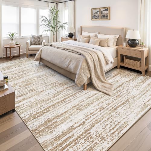 Area Rug 9x12 Living Room Rugs: Washable Modern Rug Large Non-Slip Soft Rugs Stain Resistant Printed Rug Indoor Carpet for Bedroom Kitchen Dining Room Nursery Playroom Home(Brown, 9'x12') - Image 2