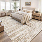 Area Rug 9x12 Living Room Rugs: Washable Modern Rug Large Non-Slip Soft Rugs Stain Resistant Printed Rug Indoor Carpet for Bedroom Kitchen Dining Room Nursery Playroom Home(Brown, 9'x12') - Image 2