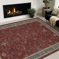 5x8 Boho Dark Red Rug for Living Room - Vintage Oriental Revival Low-Pile Carpet for Bedroom, Dining Table, Machine Washable Area Rug Non-Slip with Rubber Back by HazoHaus