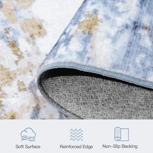 8x10 Area Rug for Living Room, Abstract Washable Large Rugs, Light Blue - Image 7