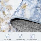 5x7 Area Rug for Living Room, Abstract Washable Non-Slip Rugs, Light Blue - Image 7