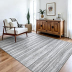 Chicrug 4x6 Grey Washable Striped Abstract Area Rug for Bedroom Living Room - Image 4