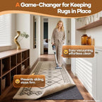 Veken Non Slip Cushioned Rug Pad Gripper, Felt and Silicone Backing, 2.5 x 12 Ft, 1/8" Thick Runner Carpet Liner Protector Mat for Area Rugs and Hardwood Floors, with 99 Pcs Anti-Slip Strips Pattern - Image 2