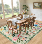 PLHXFR 8x10 Area Rug Living Room: Floral Washable Boho Soft Carpet Green - Image 4