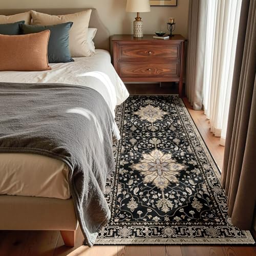 RELEANY Washable Area Rug, Runner 3'x8', Black/Neutral - Image 2