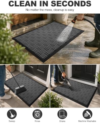 Mibao Front Door Mat Outdoor Entrance, 71" x 24" Heavy Duty Welcome Mat for Outdoor and Indoor, Waterproof Dirt Trapper Doormat, Super Absorbent Indoor Entryway Mat for Patio & Porch - Light Gray - Image 5