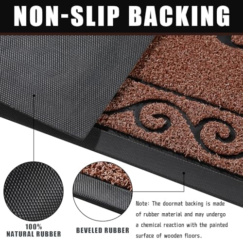 Yimobra Welcome Mats for Front Door 36x24, Heavy Duty Waterproof Outdoor Door Mat Outside Entrance, Non-Slip Low Profile Indoor Entryway Mat for Garage Patio, Maroon - Image 3