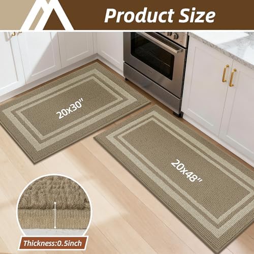 COSY HOMEER Kitchen Rugs Sets of 2 Non-Slip Washable,20"x30"+20"x48" - Image 2