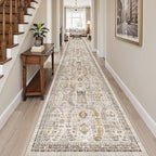 Madane Hallway Runner Rug 3x18 Washable Kitchen Runners 18ft, Brown/Gold - Image 3