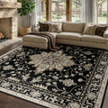 RELEANY Washable Area Rug, Square 10'x10', Black/Neutral by RELEANY