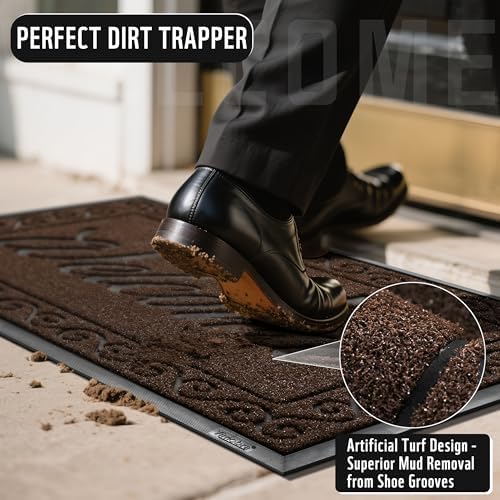 Yimobra Welcome Mat, Heavy Duty Sturdy Door Mats for Home Entrance Outdoor Indoor, Front Doormat for Outside Patio Floor Entry Porch Garage Office, Waterproof, Low Profile, 60 x 36, Coffee - Image 4