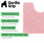 GORILLA GRIP Chenille Bath Rug Mat for Oval Toilet Base, 24x19 Light Pink - Image 3
