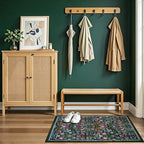 PLHXFR 2x3 Small Entryway Rug: Floral Washable Indoor Carpet Dark Green - Image 5
