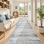 2'6 x 14' Runner Rug Non Slip,Washable Kitchen Rugs,Blue - Image 3