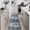 2x5 Washable Runner Rug：Modern Abstract Kitchen Carpet Black by FXRHLP