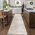 HY HAOYUNLAI 2'6x12 Runner Rugs for Hallways - Soft Kitchen Rug Non-Slip Rug Runner with Rubber Backing Washable Non Shedding Soft Beside Carpet for Bedroom Abstract Home Decor(2'6x12,Beige/Cream by HYHAOYUNLAI