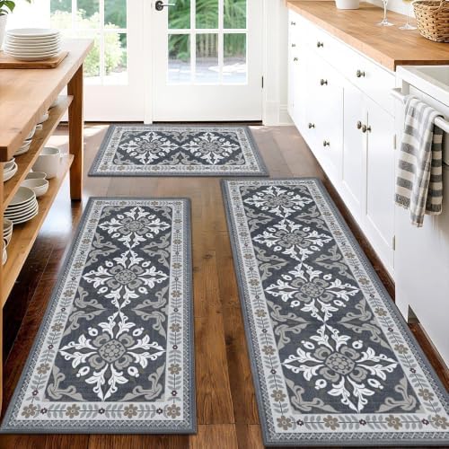 3 Piece Kitchen Rugs Set, Non Slip Washable Floor Mats with Water Absorbent by Unknown