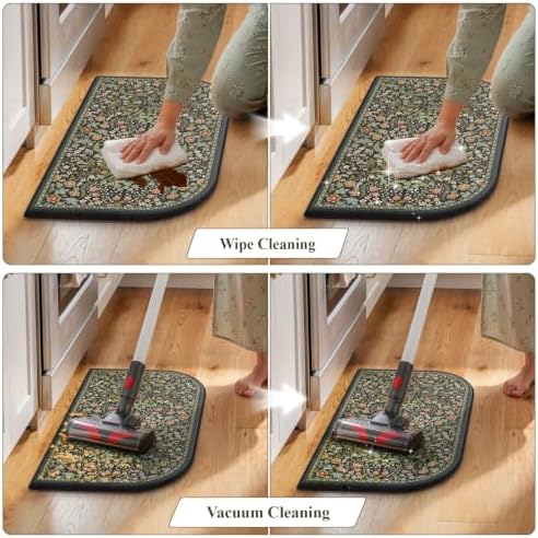 Collive Kitchen Mats for Floor Black Half Circle Rug Washable, 17.3"x29.5" - Image 5
