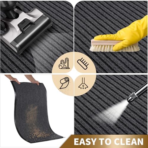 Yimobra Front Door Mat Outdoor Indoor Entrance, 100% Waterproof All-Season All Weather Doormat, Welcome Matt Outside Entry, Non Slip, Low Profile, Heavy Duty Patio Porch Floor Mat,29.5 x 17, Grey - Image 5