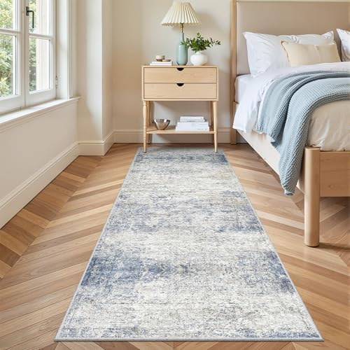 3x8 Runner Rug Non Slip,Washable Hallway Runner Rug,Blue - Image 5