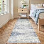 3x8 Runner Rug Non Slip,Washable Hallway Runner Rug,Blue - Image 5