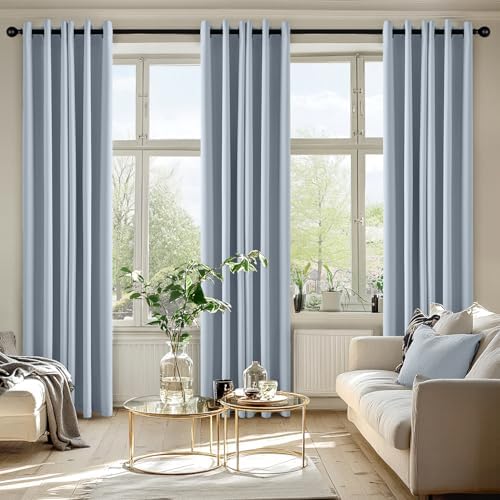MIULEE Blackout Curtains for Bedroom 2 Panels 40 x 72 Inch Long Light Blue - Image 6