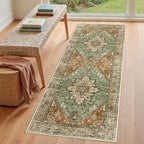 RELEANY Washable Area Rug, Runner 3'x6', Brick/Brown/Green - Image 3