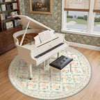 PLHXFR Round Area Rug Living Room: 8 ft Floral Washable Carpet Beige Multi - Image 4