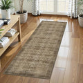 Washable Area Rug 2'6'' x 8' Vintage Traditional Persian Mat - Foldable Distressed Non-Slip Machine Washable Carpet for Living Room Bedroom Kitchen Home Decor - Mocha and Taupe by Unknown