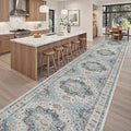 Madane Hallway Runner Rug 3x18 Washable Kitchen Runners 18ft, Blue by Madane