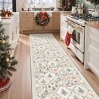 Madane Christmas Hallway Runner Rug 2x8, Soft Washable Grey Kitchen Rugs by Madane