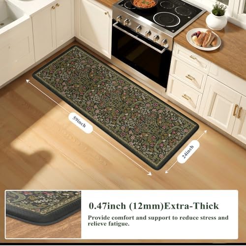 Collive Anti Fatigue Kitchen Runner Mats, Olive Green Sink Rug-24''x59'' - Image 2