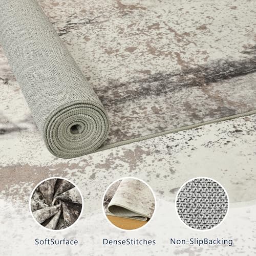 Living Room Rug 9x11 Coffee Area Rugs Machine Washable Abstract Boho Large Rug Non-Slip Non-Shedding Faux Wool Indoor Vintage Carpet for Bedroom, Classroom, Dining Room, Kids Playroom - Image 6