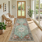 Hallway Runner Rug: 2.6x8 Kitchen Rugs for Living Room Brown Green - Image 5
