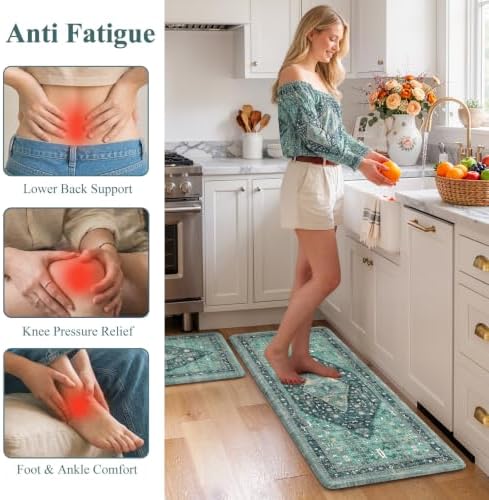 Collive Kitchen Rugs Sets of 2, Boho Kitchen Floor Mat, 20"x47"+20"x32" - Image 4