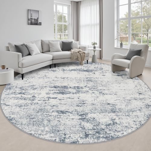 Round Area Rug Living Room: 6 ft Modern Washable Indoor Carpet by FXRHLP