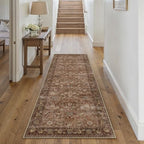 HUGEAR 2x6 Brick Red Vintage Floral Washable Runner Rug for Hallway by HUGEAR