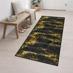3x8 Washable Runner Rug：Modern Abstract Soft Carpet Black Gold - Image 3