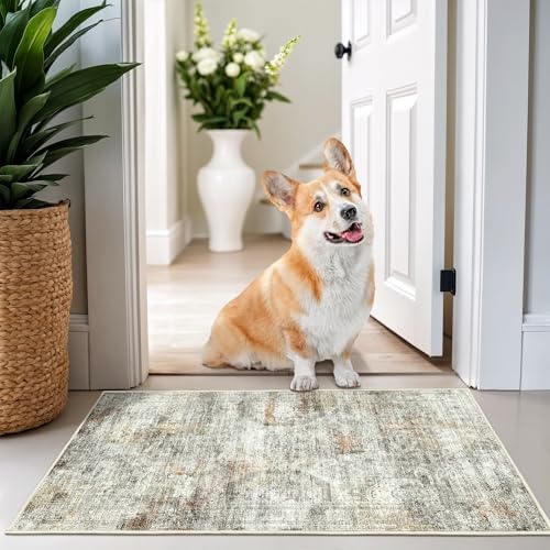 2x3 Rug Non Slip, Small Washable Entryway Rug,Grey - Image 3