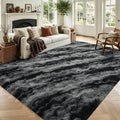 5x7 Black Fluffy Soft Area Rug Non-Slip for Living Room Bedroom Playroom by ModernHomeDecor